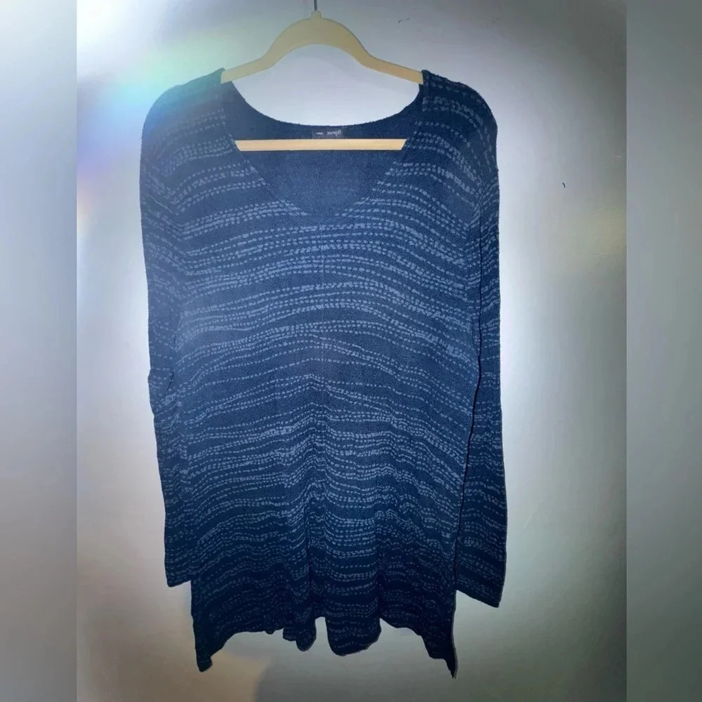 J. Jill Pure Jill women’s Tunic Indigo Blue Long Sleeve v neck shirt‎ size large